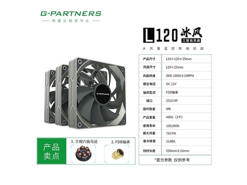 g-partners L120 冰风 无光 大风量温控风扇 三只装使用技巧指南