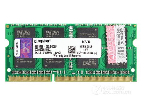 金士顿8GB DDR3 1600（KVR16S11/8）